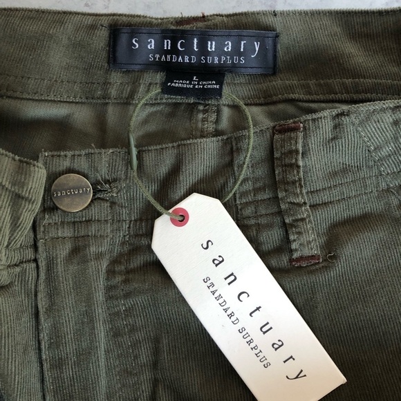 Sanctuary Corduroy Cargo Pants Green NWT - Picture 3 of 15